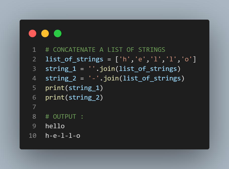 concatenate a list of strings